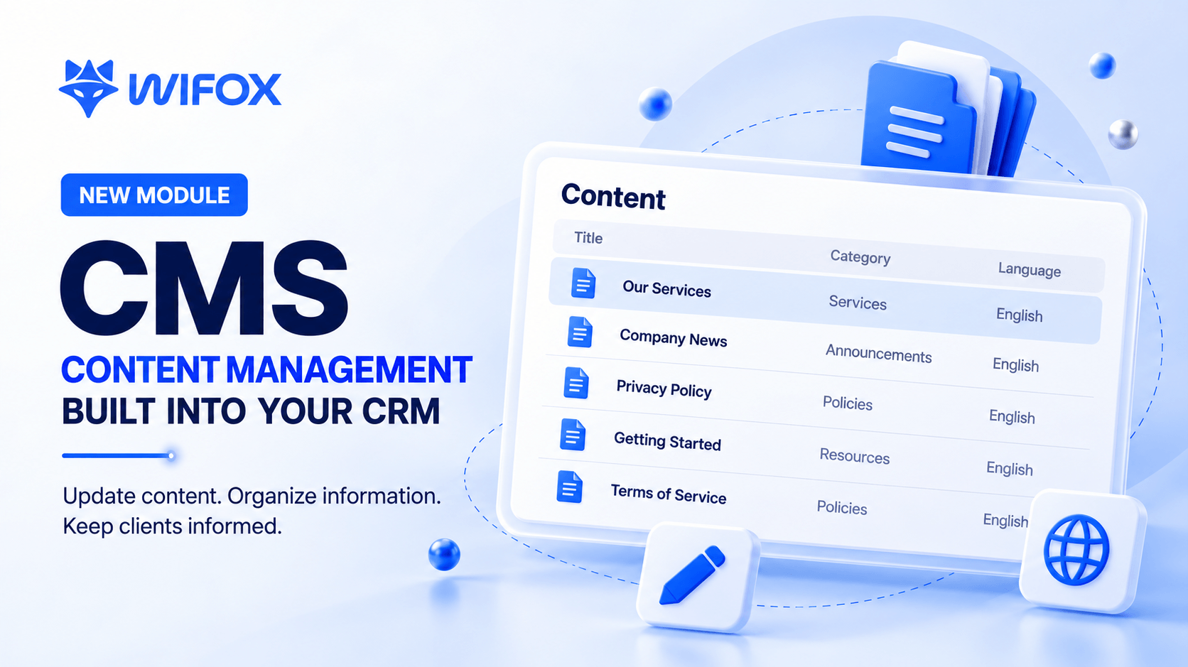 Introducing Wifox CMS: Content Management Within Your CRM